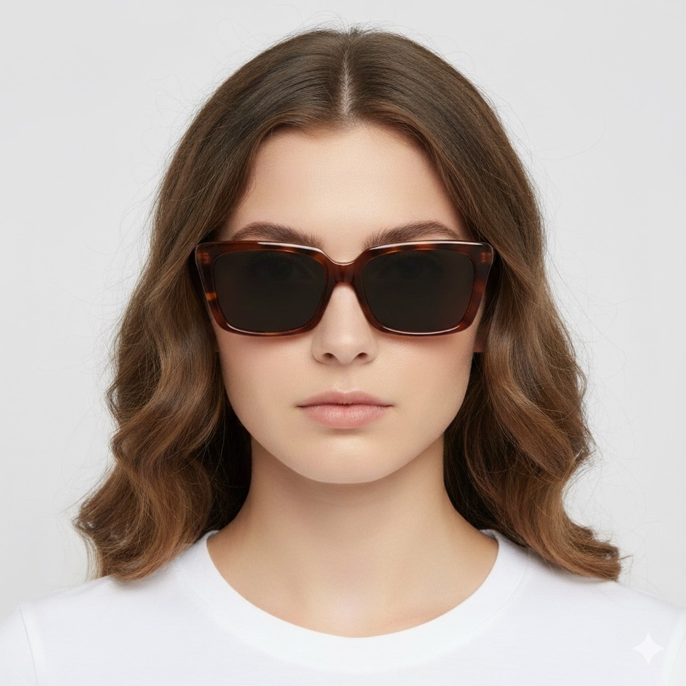Vintage SHAN Jacques Durand Brown Tortoise Rectangular Sunglasses - France 🇫🇷